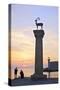 Bronze Doe and Stag Statues at the Entrance of Mandraki Harbour, Rhodes, Dodecanese-Neil Farrin-Stretched Canvas