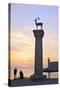 Bronze Doe and Stag Statues at the Entrance of Mandraki Harbour, Rhodes, Dodecanese-Neil Farrin-Stretched Canvas