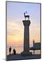 Bronze Doe and Stag Statues at the Entrance of Mandraki Harbour, Rhodes, Dodecanese-Neil Farrin-Mounted Photographic Print