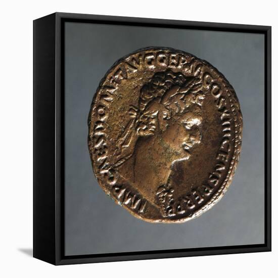 Bronze Domitian As, Bearing Image of Emperor, AD 87, Recto, Roman Coins AD-null-Framed Stretched Canvas