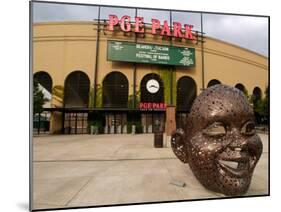 Bronze Face at PGE Park, Home of the Portland Beavers and Portland Timbers, Portland, Oregon, USA-Janis Miglavs-Mounted Premium Photographic Print