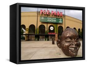 Bronze Face at PGE Park, Home of the Portland Beavers and Portland Timbers, Portland, Oregon, USA-Janis Miglavs-Framed Stretched Canvas