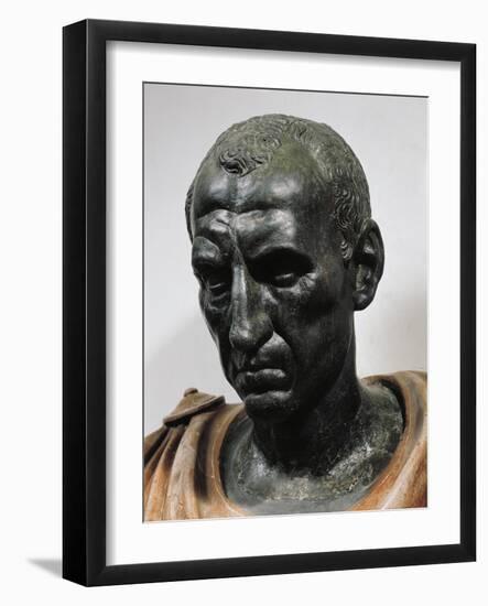 Bronze Head with Marble Bust of Julius Caesar-null-Framed Giclee Print