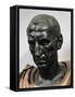 Bronze Head with Marble Bust of Julius Caesar-null-Framed Stretched Canvas