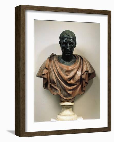 Bronze Head with Marble Bust of Julius Caesar-null-Framed Giclee Print