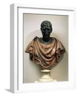 Bronze Head with Marble Bust of Julius Caesar-null-Framed Giclee Print