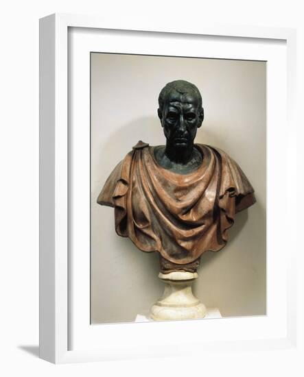 Bronze Head with Marble Bust of Julius Caesar-null-Framed Giclee Print