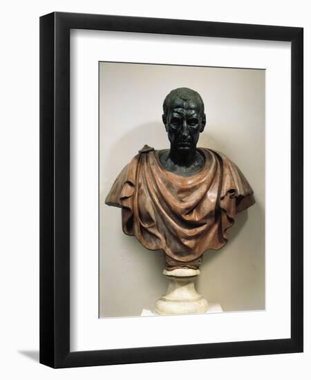 Bronze Head with Marble Bust of Julius Caesar-null-Framed Giclee Print