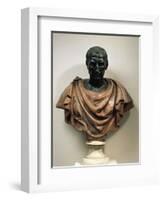 Bronze Head with Marble Bust of Julius Caesar-null-Framed Giclee Print