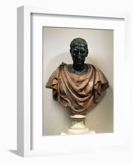 Bronze Head with Marble Bust of Julius Caesar-null-Framed Giclee Print