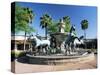 Bronze Horse Fountain in the Up-Market 5th Avenue Shopping District, Scottsdale, Phoenix, USA-Ruth Tomlinson-Stretched Canvas