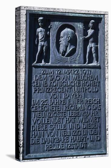 Bronze Inscription, Detail of Obelisk of Luitpold Royal Park, 1911, Schwabing, Munich, Germany-null-Stretched Canvas