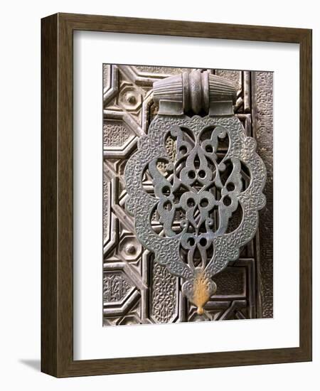 Bronze Knocker on Wooden Engraved Doors, Reales Alcazares, Seville, Andalucia, Spain, Europe-Guy Thouvenin-Framed Photographic Print