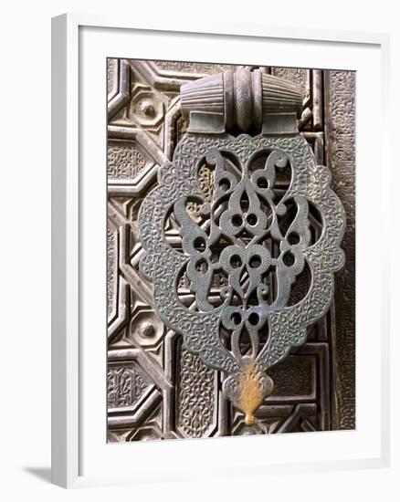 Bronze Knocker on Wooden Engraved Doors, Reales Alcazares, Seville, Andalucia, Spain, Europe-Guy Thouvenin-Framed Photographic Print