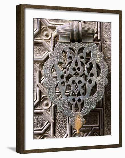 Bronze Knocker on Wooden Engraved Doors, Reales Alcazares, Seville, Andalucia, Spain, Europe-Guy Thouvenin-Framed Photographic Print