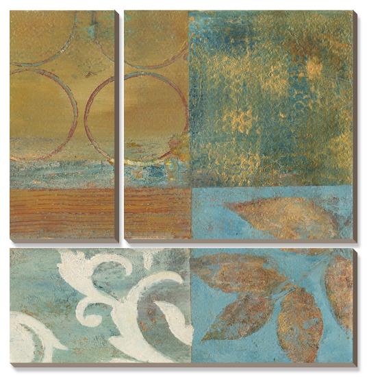 Bronze Leaf Quadrant II-W^ Green-Aldridge-Stretched Canvas