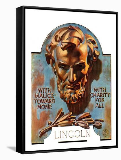 "Bronze Lincoln,"February 12, 1938-Joseph Christian Leyendecker-Framed Stretched Canvas