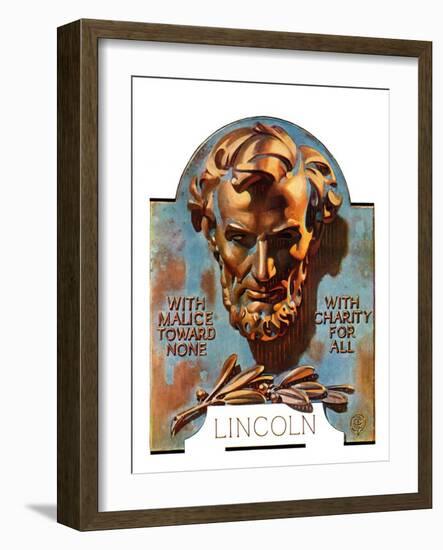 "Bronze Lincoln,"February 12, 1938-Joseph Christian Leyendecker-Framed Giclee Print