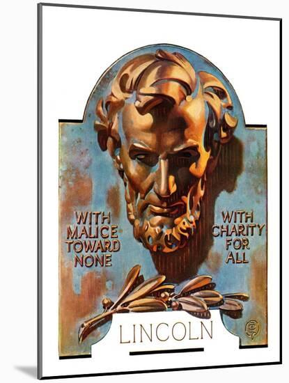 "Bronze Lincoln,"February 12, 1938-Joseph Christian Leyendecker-Mounted Giclee Print