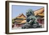 Bronze Lion Guarding the Entrance to the Gate of Supreme Harmony, Forbidden City, Beijing China-Michael DeFreitas-Framed Photographic Print