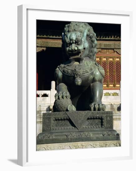 Bronze Lion Statue, Forbidden City, Beijing, China, Asia-D H Webster-Framed Photographic Print