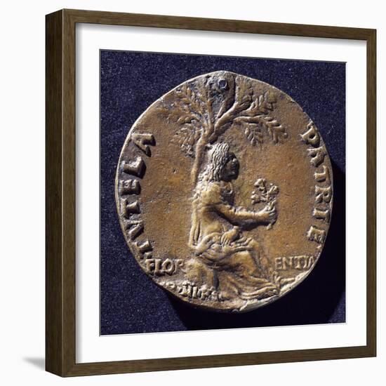 Bronze Medal with Image of Lorenzo De Medici-null-Framed Giclee Print