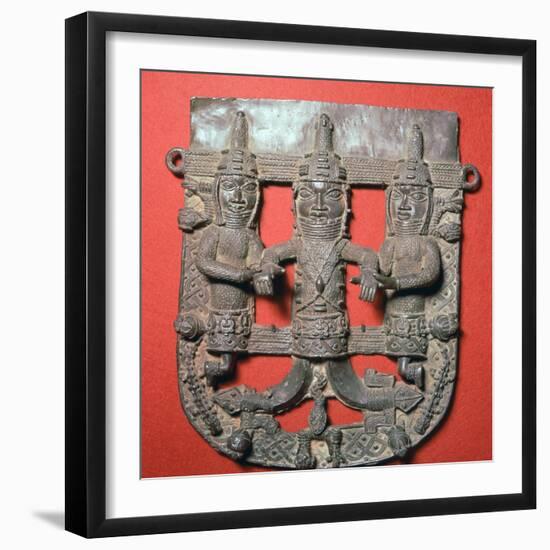 Bronze plaque of the Oba of Benin in his divine aspect. Artist: Unknown-Unknown-Framed Giclee Print