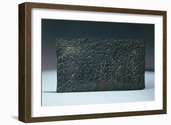 Bronze Plate with Inscription in Achaean Alphabet-null-Framed Giclee Print