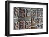 Bronze prayer wheels carved with Buddhist scripture, Swayambhunath, Kathmandu, Nepal-Keren Su-Framed Photographic Print