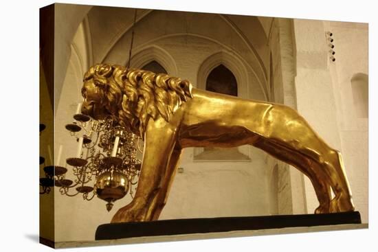 Bronze Sculpture Depicting Lion-null-Stretched Canvas