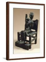 Bronze Sculpture Depicting Seated Figure Holding Cup, from Enkomi, Cyprus-null-Framed Giclee Print