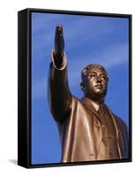 Bronze Statue, 30M High, of Great Leader, Mansudae Hill Grand Monument, Pyongyang, North Korea-Anthony Waltham-Framed Stretched Canvas