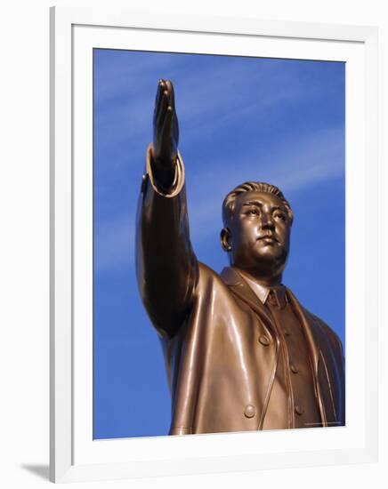 Bronze Statue, 30M High, of Great Leader, Mansudae Hill Grand Monument, Pyongyang, North Korea-Anthony Waltham-Framed Photographic Print
