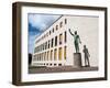 Bronze statue Genio dello Sport outside the Palazzo degli Uffici, Faschist architecture-Jean Brooks-Framed Photographic Print