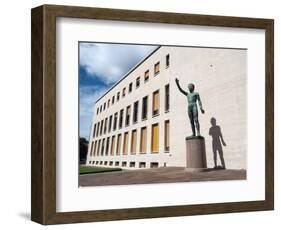 Bronze statue Genio dello Sport outside the Palazzo degli Uffici, Faschist architecture-Jean Brooks-Framed Photographic Print