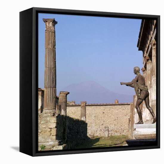 Bronze Statue in Front of the Temple of Apollo, Pompeii, 1st Century-CM Dixon-Framed Stretched Canvas