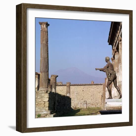 Bronze Statue in Front of the Temple of Apollo, Pompeii, 1st Century-CM Dixon-Framed Photographic Print