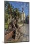 Bronze Statue of a Sailor on a Wooden Bench with Palm Trees-Eleanor Scriven-Mounted Photographic Print