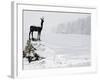 Bronze Statue of Slovenian Antelope in the Snow, Slovenia-Christian Kober-Framed Photographic Print