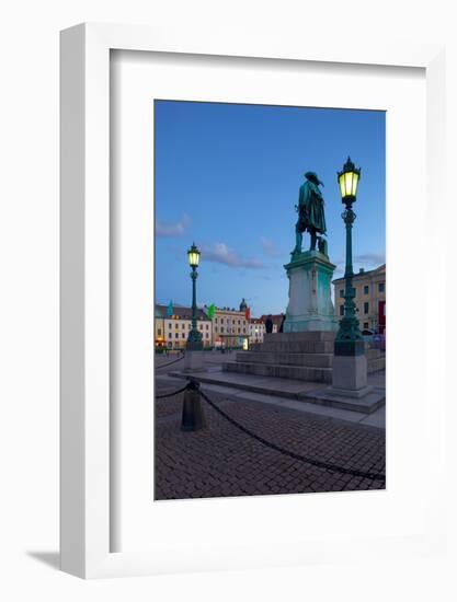 Bronze Statue of the Town Founder Gustav Adolf at Dusk-Frank Fell-Framed Photographic Print