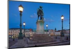 Bronze Statue of the Town Founder Gustav Adolf at Dusk-Frank Fell-Mounted Photographic Print