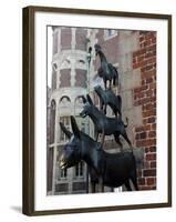 Bronze Statue of Town Musicians of Bremen, Bremen, Germany, Europe-Hans Peter Merten-Framed Photographic Print