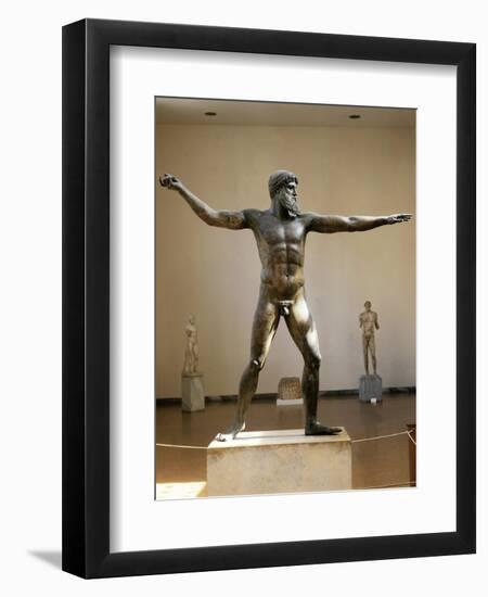 Bronze Statue of Zeus or Poseidon known as Artemision Bronze, from Cape Artemision, Greece-null-Framed Giclee Print