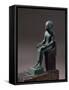 Bronze Statuette Depicting Seated Imhotep, Designer of Step Pyramid at Saqqara-null-Framed Stretched Canvas