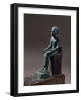 Bronze Statuette Depicting Seated Imhotep, Designer of Step Pyramid at Saqqara-null-Framed Giclee Print