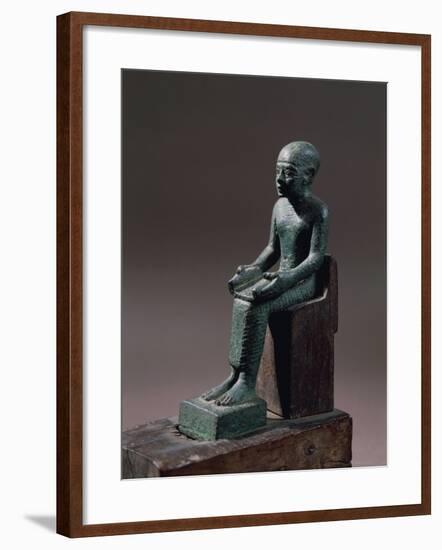 Bronze Statuette Depicting Seated Imhotep, Designer of Step Pyramid at Saqqara-null-Framed Giclee Print