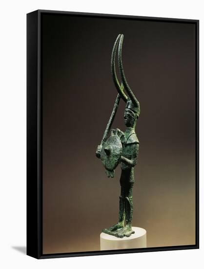 Bronze Statuette of Armed Warrior, from Sardinia Region, Italy-null-Framed Stretched Canvas