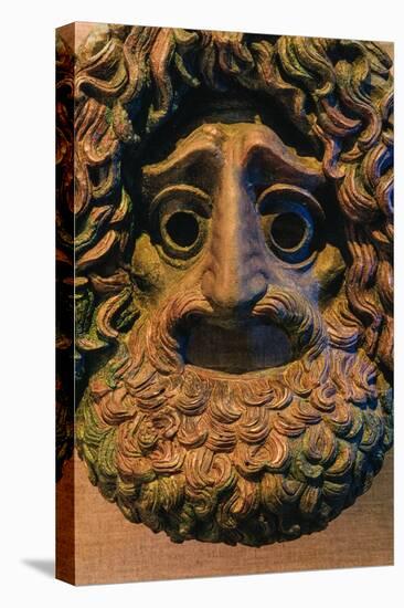 Bronze Tragic Mask at the Piraeus Archeological Museum. Piraeus, Greece., 1990S (Photo)-James L Stanfield-Stretched Canvas