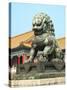 Bronzed Lion Guards Gate of Heavenly Purity, Forbidden City, UNESCO Site, Beijing, China, Asia-Kimberly Walker-Stretched Canvas