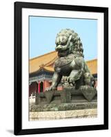 Bronzed Lion Guards Gate of Heavenly Purity, Forbidden City, UNESCO Site, Beijing, China, Asia-Kimberly Walker-Framed Premium Photographic Print